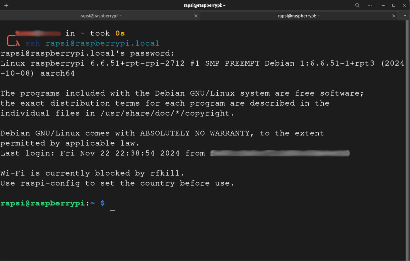 Loggin into the Raspberry Pi using SSH